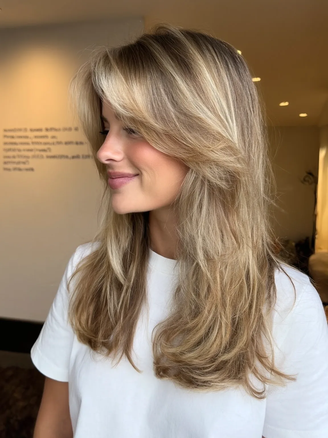Voluminous Honey Blonde Balayage Long Layers